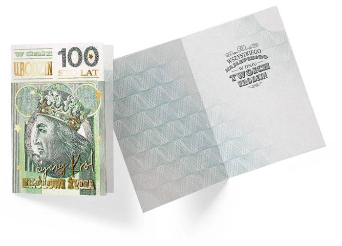 Kartka okolicznościowa urodzinowa banknot 100 zł