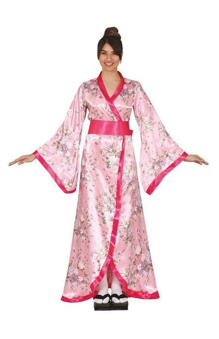 Kimono Strój damski japoński różowy w kwiaty Japonka