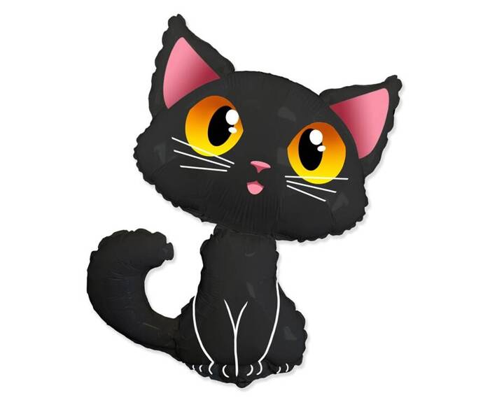 Kotek czarny balon foliowy 36"