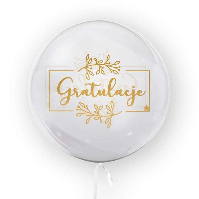 Kula transparentna balon foliowy Bubble 45 cm - Gratulacje