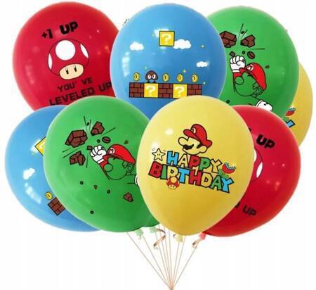 MARIO BROSS Balony gumowe z nadrukiem 8 sztuk