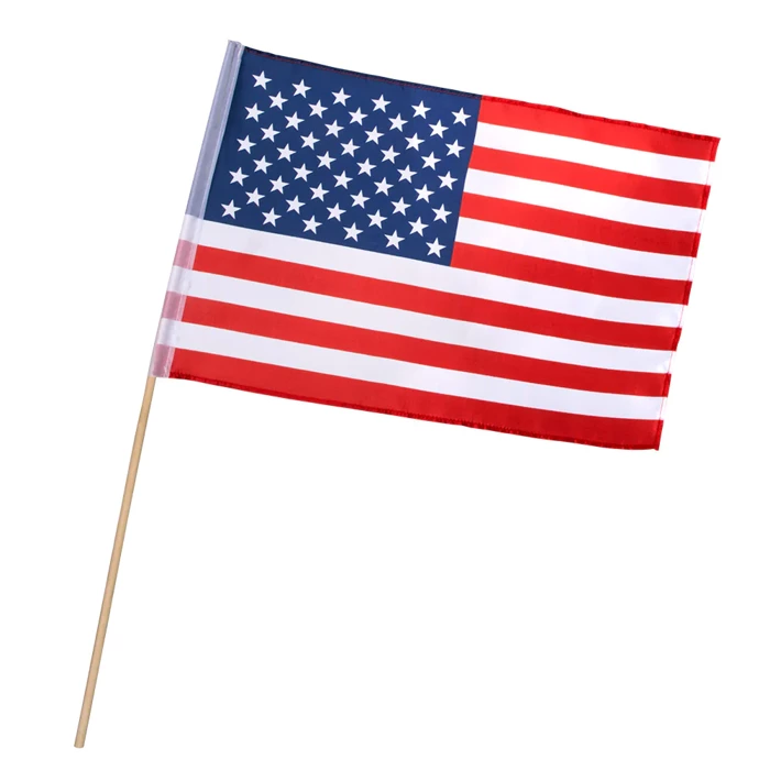 Materiałowa flaga USA na patyku 30 x 45 cm