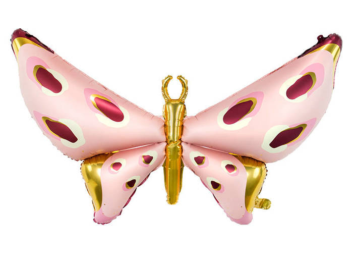 Motyl różowy balon foliowy 120x87 cm