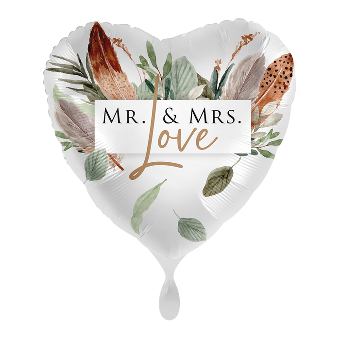Mr & Mrs Love balon foliowy serce 18"