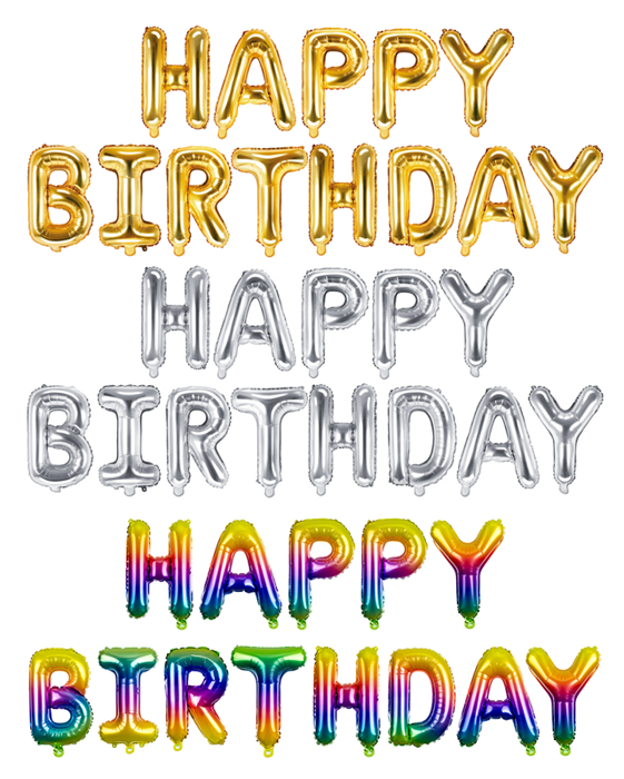 Napis z balonów HAPPY BIRTHDAY na urodziny balon foliowy