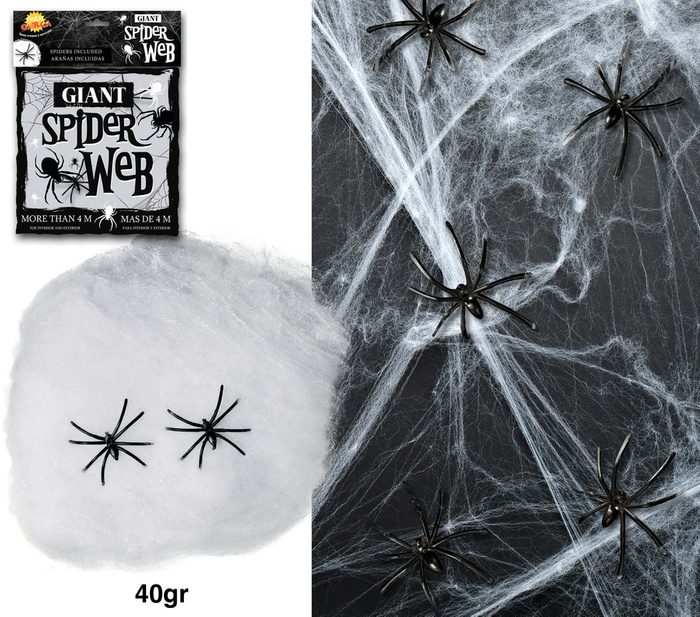 Pajęczyna BIAŁA z 2 pająkami 40 gram