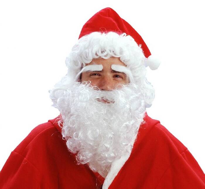 Peruka Mikołaj w czapce z brodą i brwiami zestaw