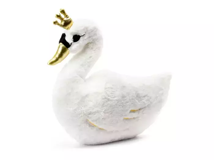 Poduszka Lovely Swan ŁABĘDŹ biały z koroną 34 x 35 cm