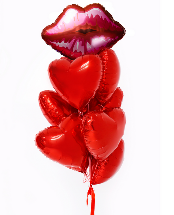 Serce czerwone balony foliowe 8 szt. + balon USTA Zestaw Walentynki