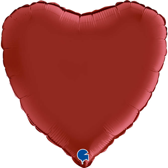 Serce satynowe matowe Rubin Red balon foliowy 18'' Grabo