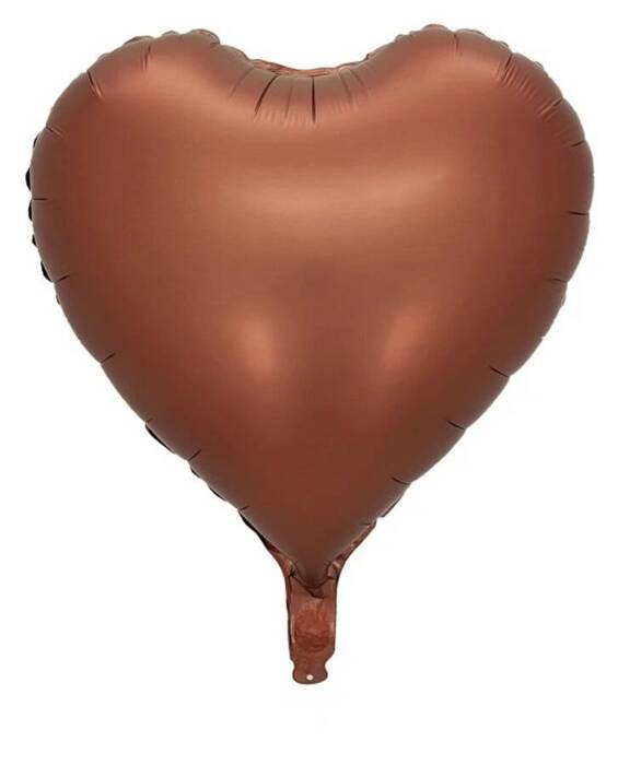 Serce satynowe matowe balon foliowy 18'' brązowe