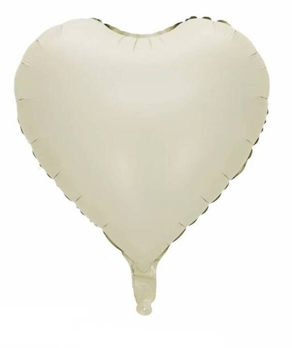 Serce satynowe matowe balon foliowy 18'' kremowe beżowe