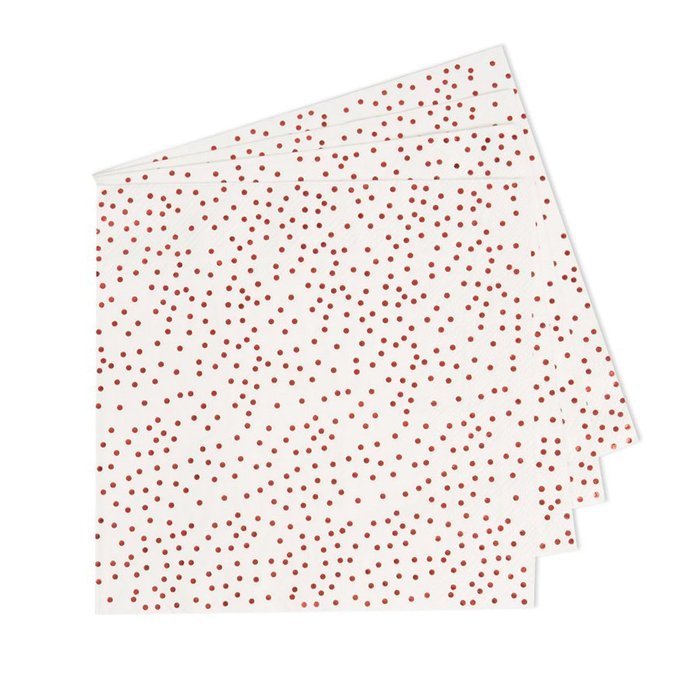Serwetki białe w czerwone kropeczki 33 x 33 cm 16szt 