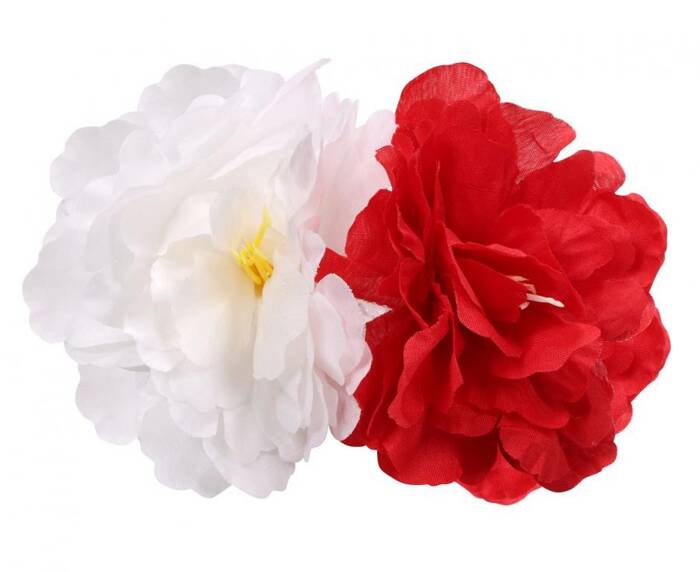 Spinka do włosów biało czerwone kwiaty