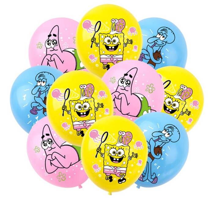 SpongeBob,  balony gumowe z nadrukiem 10 szt. mix