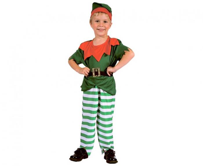 Strój Mały Elf w paski r. 92-104 (bluza, spodnie, pasek, czapka)