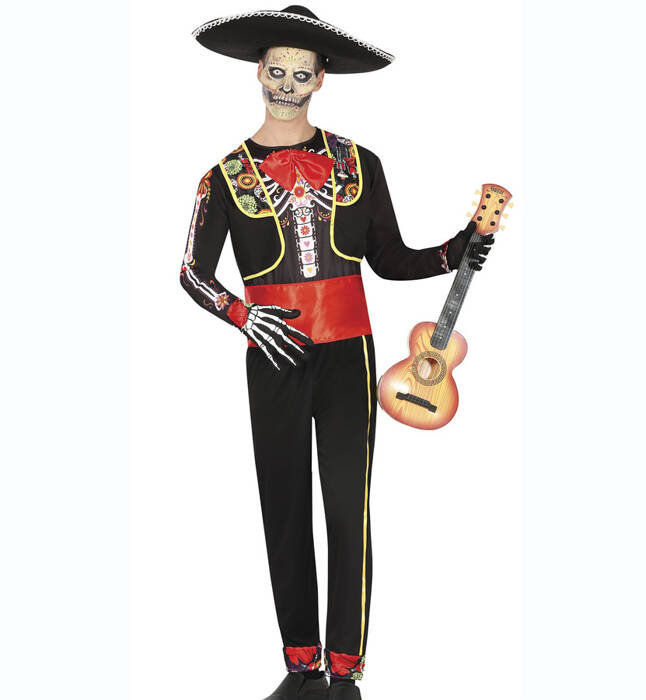 Strój męski Halloween Szkielet Kościotrup Mariachi