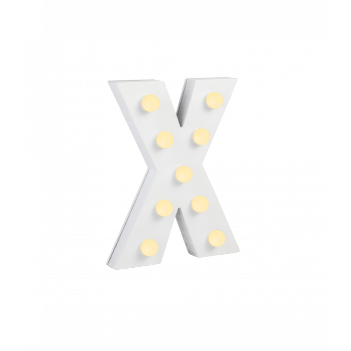 Świecąca Litera LED "X" Light Letter, drewniana biała 17x12 cm