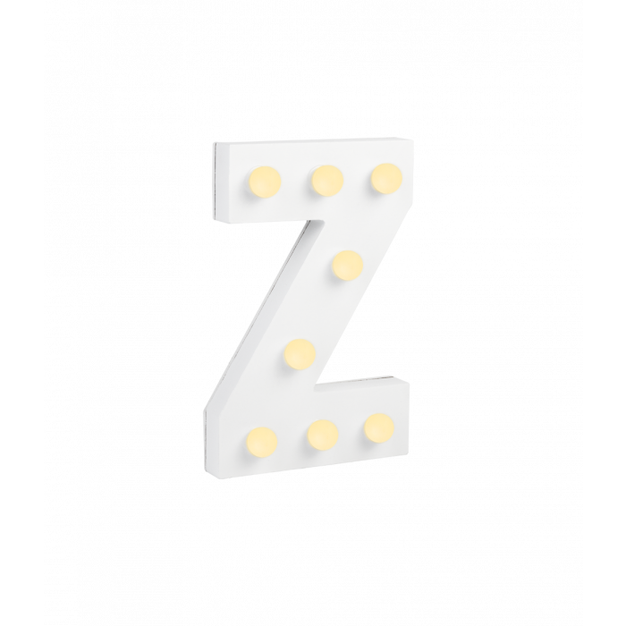 Świecąca Litera LED "Z" Light Letter, drewniana biała 17x12 cm