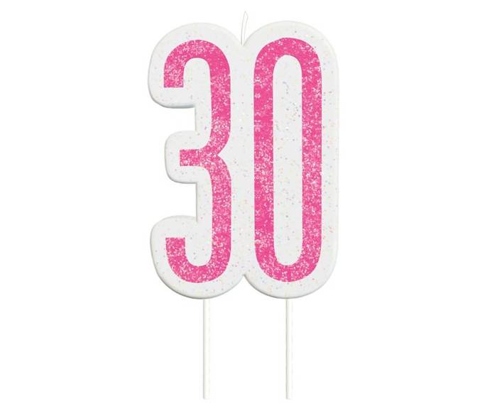 Świeczka urodzinowa na tort liczba "30" różowa