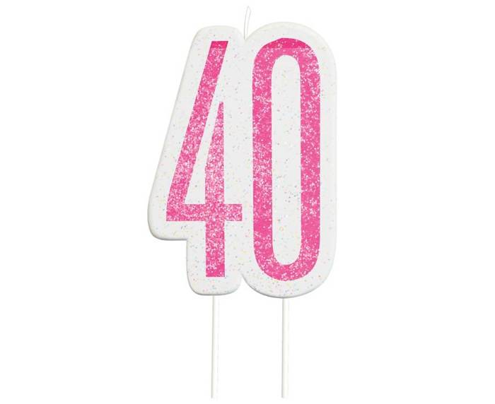 Świeczka urodzinowa na tort liczba "40" różowa