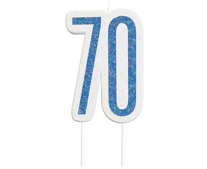 Świeczka urodzinowa na tort liczba "70" niebieska