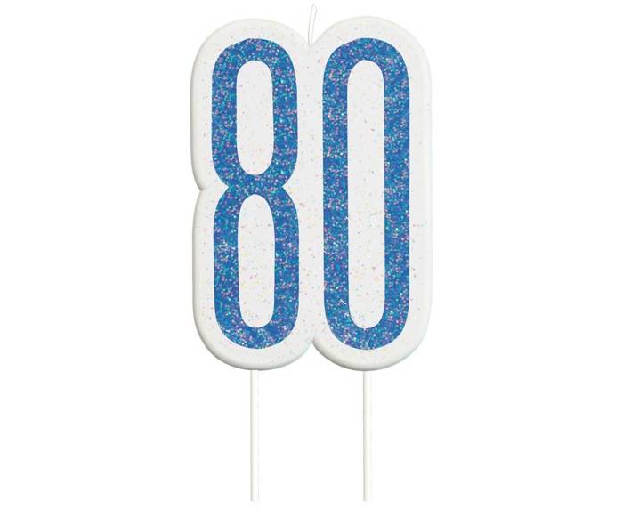 Świeczka urodzinowa na tort liczba "80" niebieska