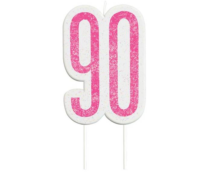 Świeczka urodzinowa na tort liczba "90" różowa