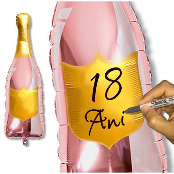 Szampan butelka balon foliowy PERSONALIZOWANY 37x90 cm