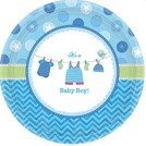 Talerzyki papierowe Baby Shower Chłopiec okrągłe 17,7cm 8 szt 