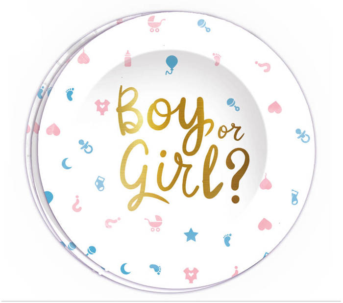 Talerzyki papierowe Boy or Girl BABY BHOWER  23 cm 6 szt.