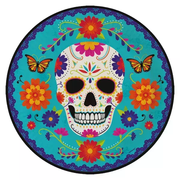 Talerzyki papierowe Dia de los Muertos skull meksykańskie 23 cm 8 szt.