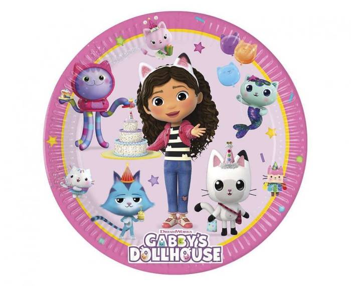 Talerzyki papierowe Gabby's Dollhouse (Koci Domek Gabi) 20 cm, 8 szt.