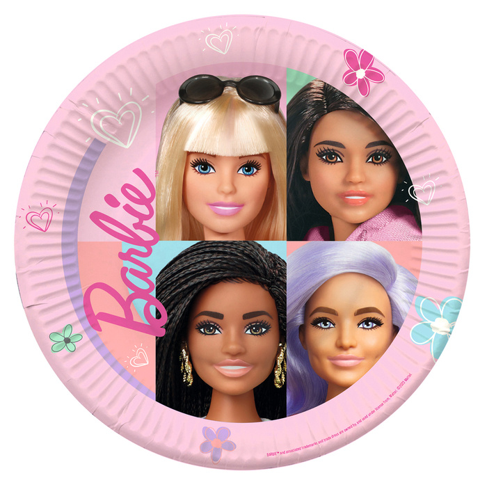 Talerzyki papierowe okrągłe Barbie Sweet Life 23 cm 8 szt.