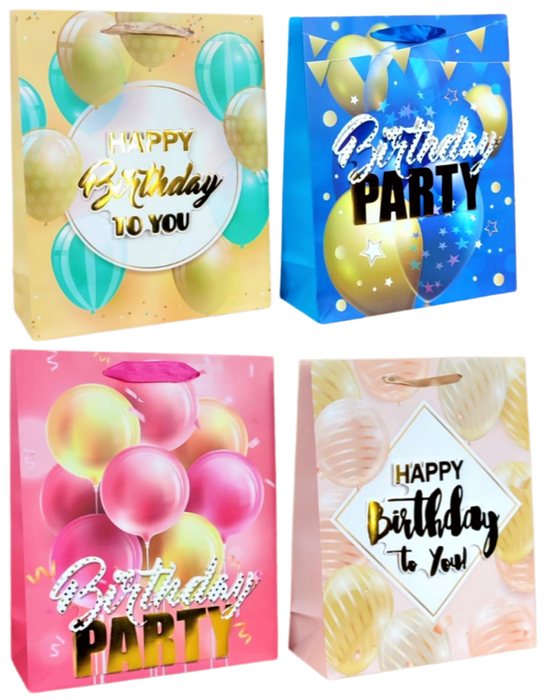Torebka prezentowa 3D Happy Birthday balony 26 x 32 cm mix