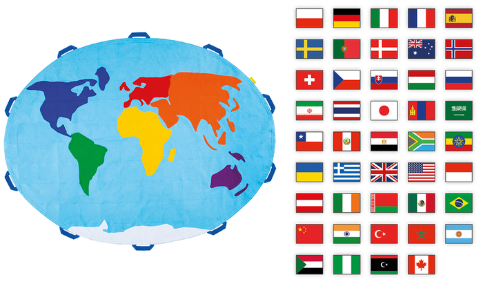 Zestaw Mata Edukacyjna Mapa Świata Flagi 45 rzepów