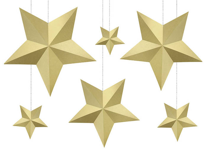 Złote Gwiazdy dekoracja DIY Sylwester 
