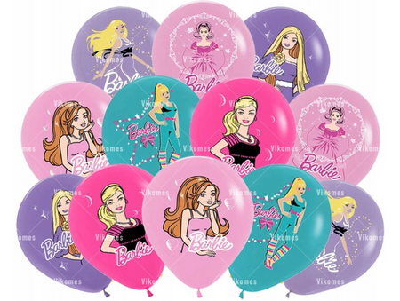 BARBIE balony gumowe z nadrukiem 12 szt. mix