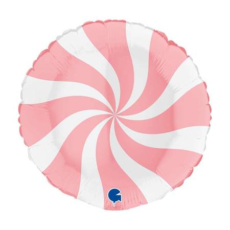 Balon Grabo 18'' Round Swirly White Matte Pink