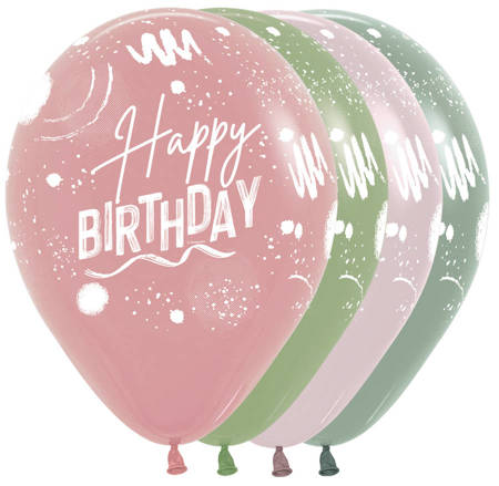 Balon Sempertex Happy Birthday (brush design) 12'' 1 szt. mix