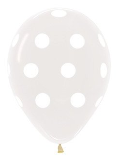 Balon Sempertex Transparentny w białe Kropki 12'' 1 szt