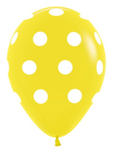 Balon Sempertex Żółty w białe Kropki 12'' 1 szt