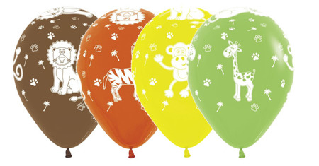 Balon Sempertex Zwierzęta z dżungli 12'' 1 sztuka Brązowy