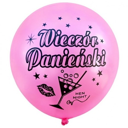 Balon Wieczór Panieński / różowy, czarny nadruk 