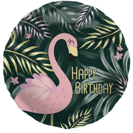 Balon foliowy Happy Birthday Flaming Tropikalny 45 cm