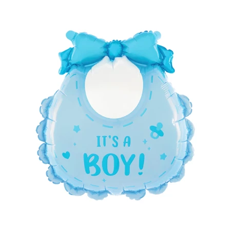 Balon foliowy Śliniak It's a boy Babyshower niebieski 53x62cm