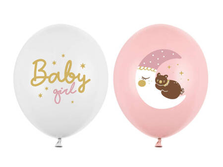 Balon gumowy Baby Girl księżyc różowy 30 cm 1 szt.