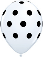Balony Sempertex Białe w czarne kropki 12'' 50 szt