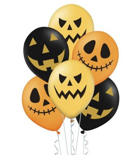 Balony gumowe Halloween dynia mix 12" 6 szt.