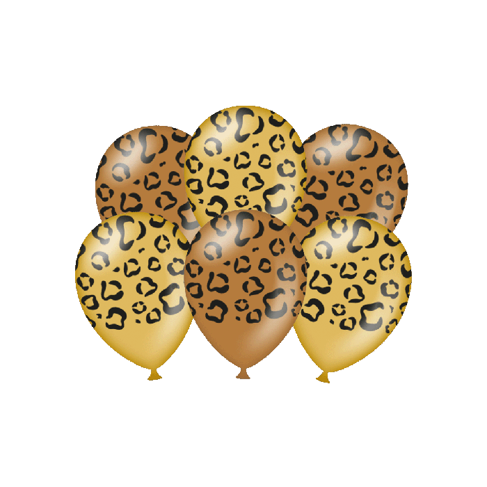 Balony gumowe Safari Lampart, cętki 12" zestaw 6 sztuk